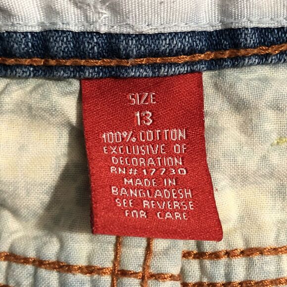 Mossimo Womens Juniors Sz 13 Mid Rise Distressed Raw Hem Denim Blue Jean Shorts - Picture 3 of 4